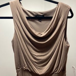 Ruched Cowl Neck Knit Sheath Dress tan XS  nee without tags